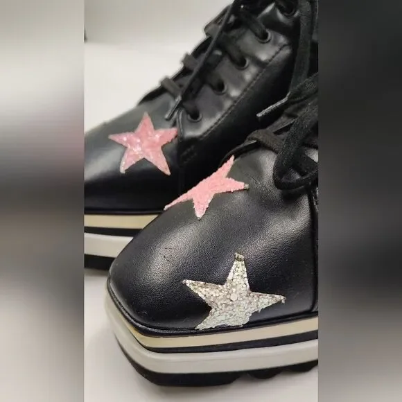 Stella McCartney Leather Elyse Star Platform Trainers Sneakers Sz 38 - Picture 9 of 16